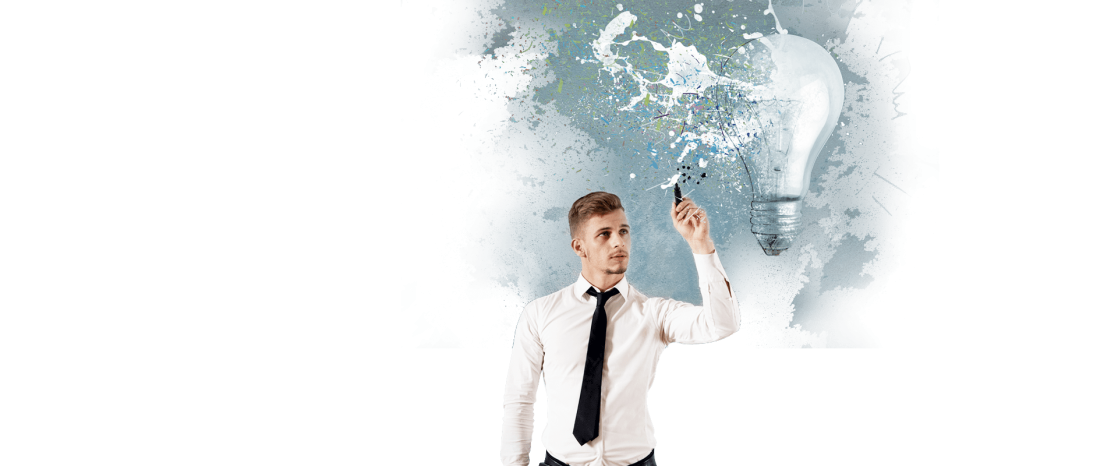 Businessman sketching ideas
